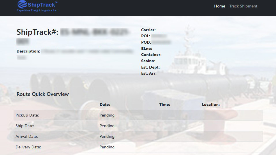 track cargo using shiptrack